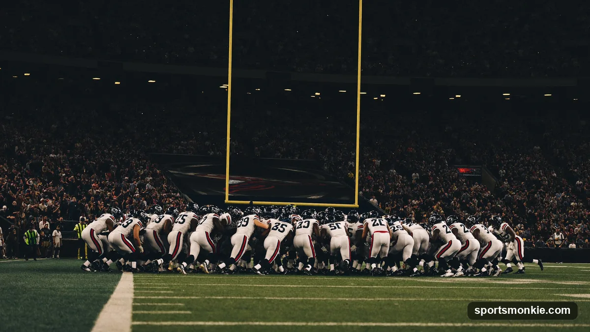 NFL teams at the snap, illustrating defense-adjusted value over average (DVOA)