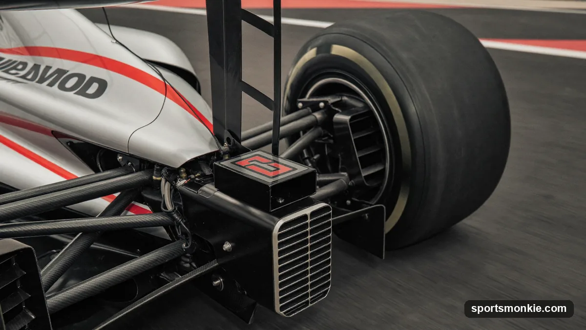 Cutaway-style illustration of a Formula 1 hybrid power unit showing the energy recovery components