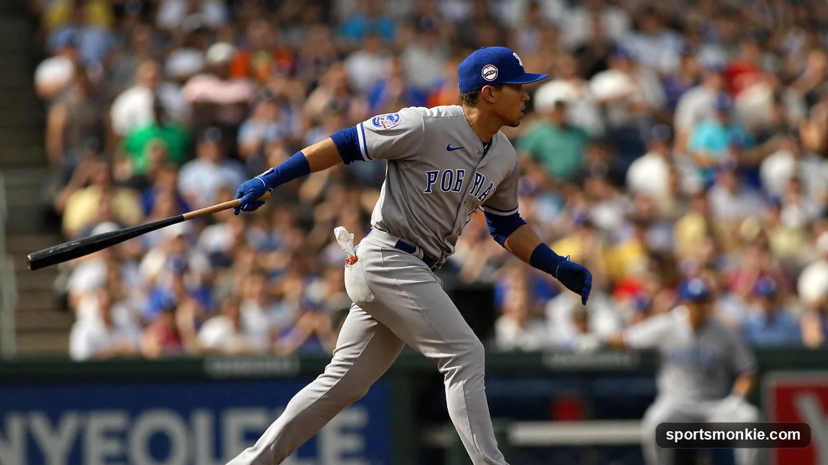 Baseball batter reaching first base, illustrating on-base percentage (OBP)