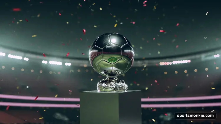 The silver Vince Lombardi Trophy shaped as a football, awarded to the Super Bowl champion