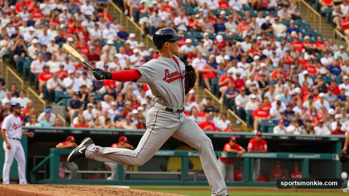 Hitter making contact with a run environment overlay, illustrating weighted runs created plus (wRC+)