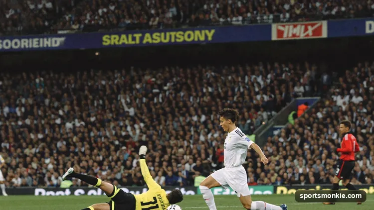Soccer player striking a shot on goal, illustrating expected goals (xG)
