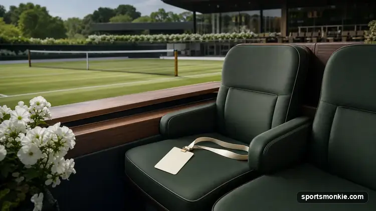 Empty Centre Court seats in the debenture holders' section at Wimbledon before a match