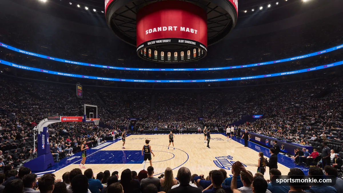WNBA basketball arena during a game, representing the league's finances and salary cap