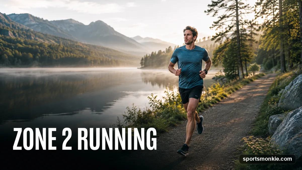 A runner checking a heart-rate watch during an easy zone 2 run on a park path