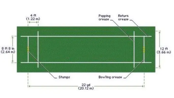 the oicture is showing distance between Popping Crease And Bowling Crease. 
