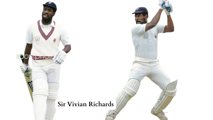 Sir Vivian Richards playing shots in test cricket kit.