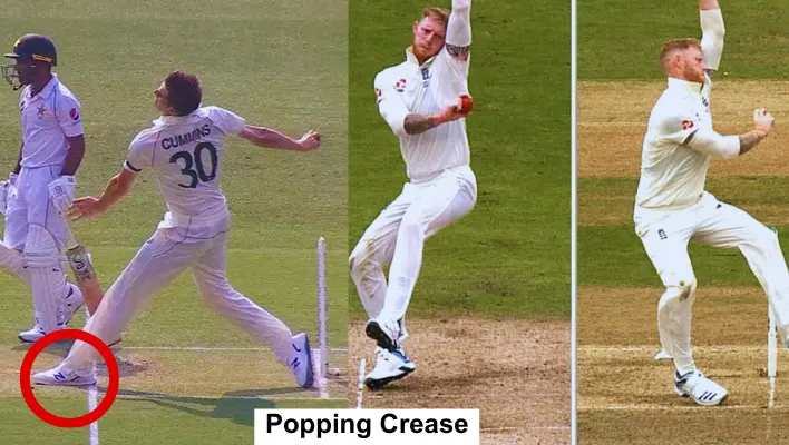 Bowlers bowling actions showing Popping Crease