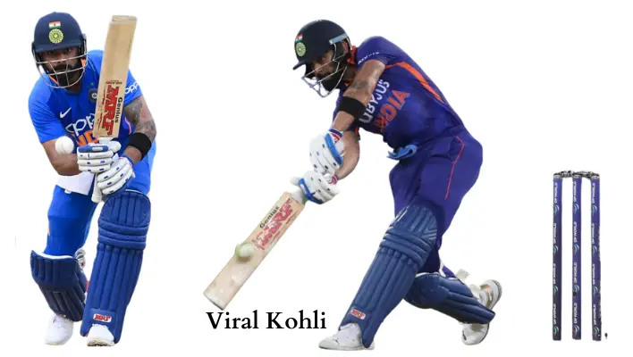Virat Kohli Playing shots in indian cricket kit.