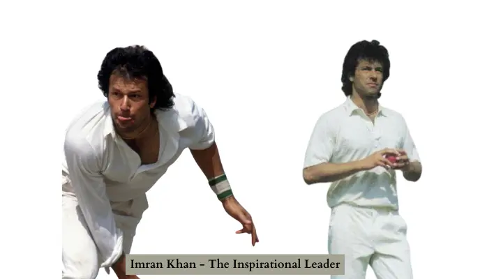 Legend cricketer  Imran Khan in test cricket kit holding red ball.