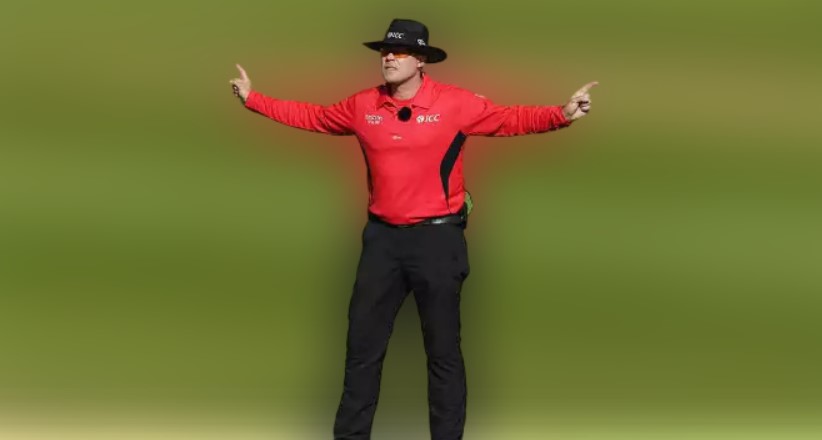 an umpire giving signal of wide ball.